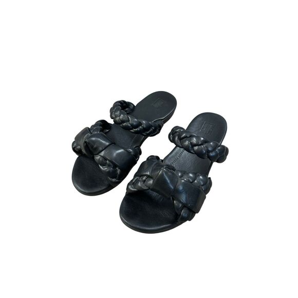 Fitflop Braid Slide Open Toe Sandal Shoes Faux Leather Black Women’s 8 Comfort - Picture 2 of 8